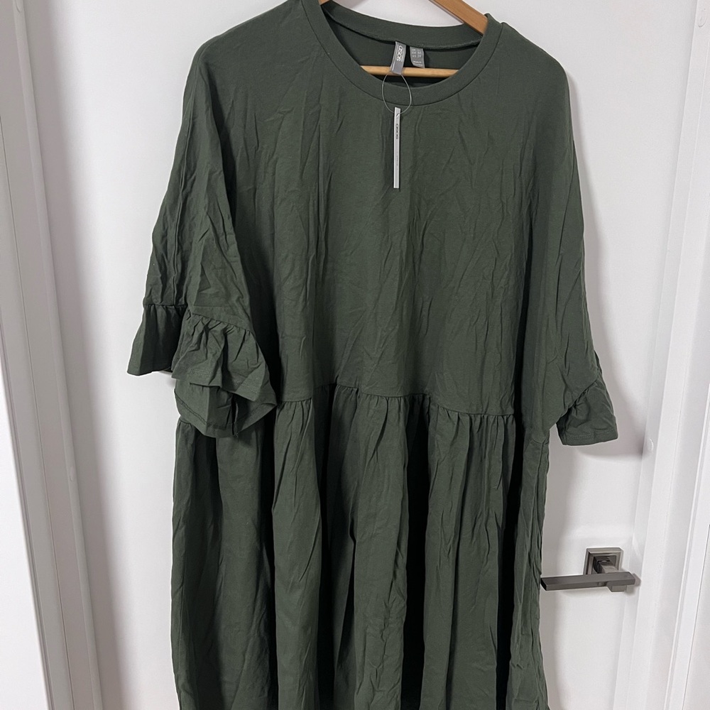 ASOS Curve Green Ruffle Sleeve Dress